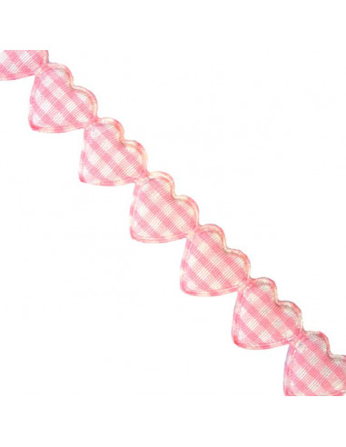 Nastro Cuori Rosa imbottiti 1,5cm x 1mt