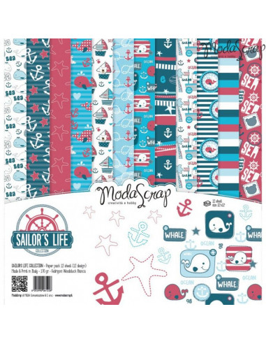 SET CARTA ModaScrap Sailor's Life cm30x30 set 12 fogli