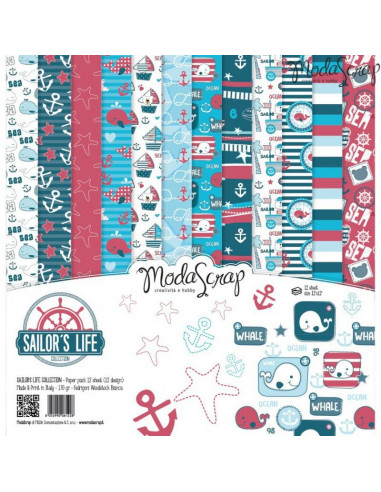 SET CARTA ModaScrap Sailor's Life cm30x30 set 12 fogli