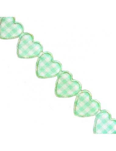 Nastro Cuori Quadretti Tiffany imbottiti 1,5cm x 1mt