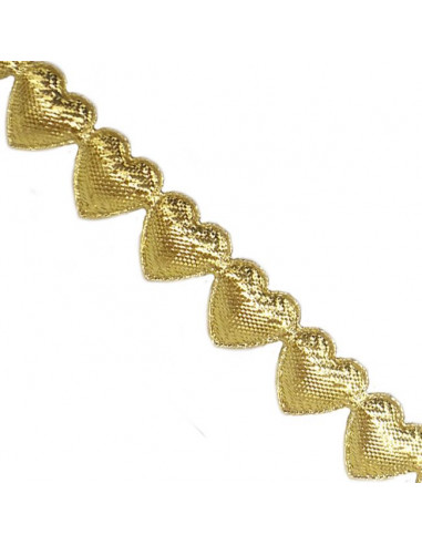 Nastro Cuori Oro imbottiti 1,5cm x 1mt