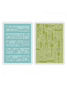 Sizzix Embossing Folders 2PK - Retro Kitchen 659514