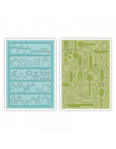 Sizzix Embossing Folders 2PK - Retro Kitchen 659514