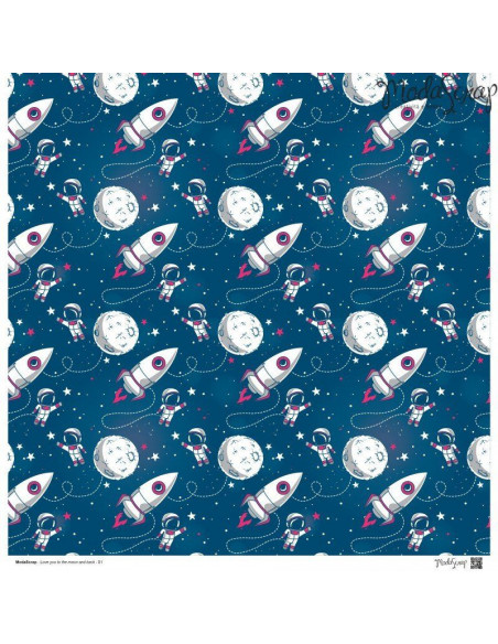 SET CARTA ModaScrap LOVE YOU TO THE MOON AND BACK cm30x30 12 fogli