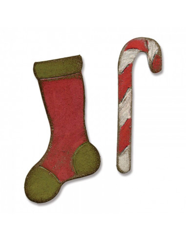 Fustella Sizzix M&S Magnetic Mini Stocking & Candy Cane 658775