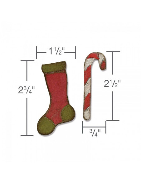 Fustella Sizzix M&S Magnetic Mini Stocking & Candy Cane 658775