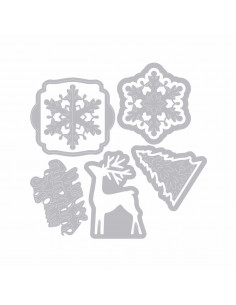 Fustella Sizzix Framelits Set8Pz w/Stamps 4pz Christmas is Here 662280 2