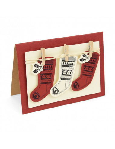 Fustella Sizzix Framelits Set 2Pz w/Stamps - Fairisle Stocking 662166