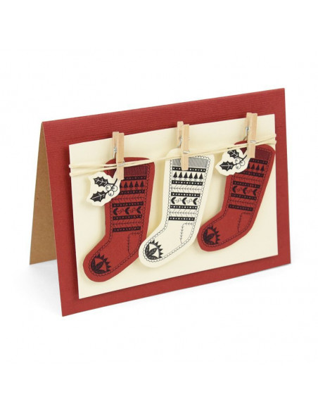 Fustella Sizzix Framelits Set 2Pz w/Stamps - Fairisle Stocking 662166