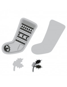 Fustella Sizzix Framelits Set 2Pz w/Stamps - Fairisle Stocking 662166 2