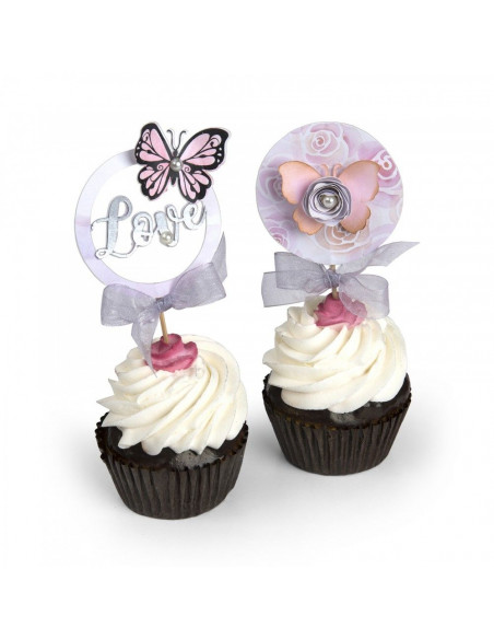 Fustella Sizzix Framelits Set con Timbri - Cupcake Topper 662642
