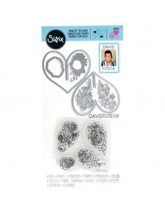 Fustella Sizzix Framelits Set con Timbri - Heart Garland 662643