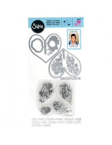 Fustella Sizzix Framelits Set con Timbri - Heart Garland 662643