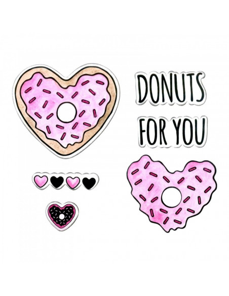 Fustella Sizzix Framelits Set 6pz con Timbri - Donuts for You 662680