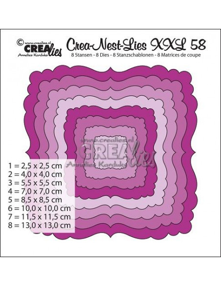 Fustella Crealies Crea-Nest-Lies XXL- set di 8 cornici CLNestXXL58