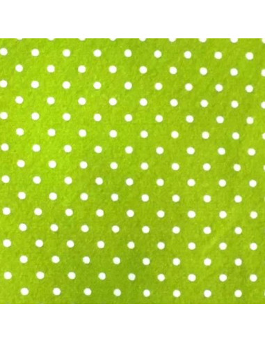 Foglio FELTRO 30x40cm 1mm POIS Verde pistacchio-Bianco 25017110