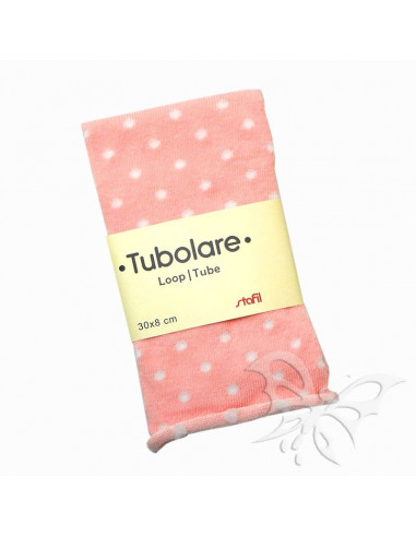 Tubolare Stafil 30 x 8cm Pois Rosa-Bianco