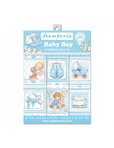 Blocco Cards 24 fogli cm. 11,4x16,5 - Baby Boy SBBPC04