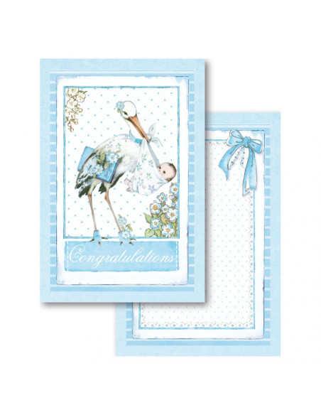 Blocco Cards 24 fogli cm. 11,4x16,5 - Baby Boy SBBPC04