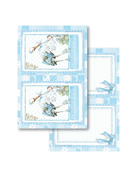 Blocco Cards 24 fogli cm. 11,4x16,5 - Baby Boy SBBPC04