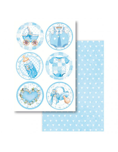 Blocco Cards 24 fogli cm. 11,4x16,5 - Baby Boy SBBPC04