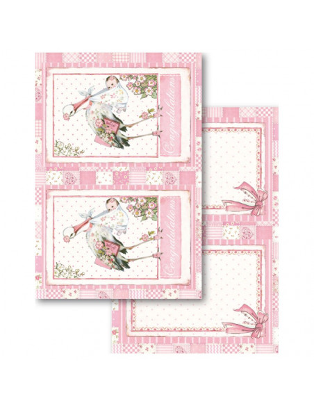 Blocco Cards 24 fogli 11,4x16,5cm - Baby Girl SBBPC05