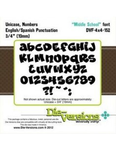 Set 2 Fustelle Die-Versions - Middle School font DVF4x4-152