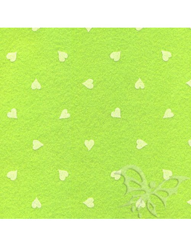 Foglio FELTRO 30x40cm 1mm CUORI Verde Pistacchio-Bianco 25017210