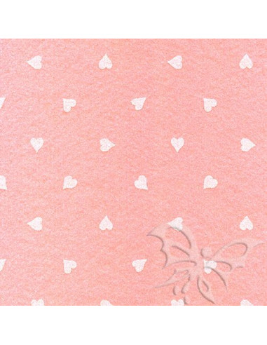 Foglio FELTRO 30x40cm 1mm CUORI Rosa Baby-Bianco 25017236