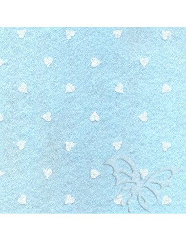 Foglio FELTRO 30x40cm 1mm CUORI  Celeste-Bianco 25017216