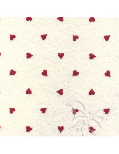 Foglio FELTRO 30x40cm 1mm CUORI  Panna-Rosso 25017225