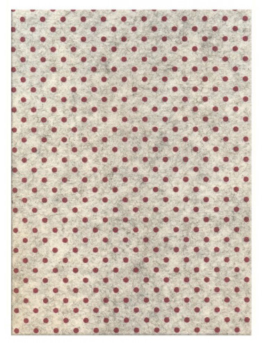 Feltro 3mm 50x70cm Pois Bianco Melange-Rosso