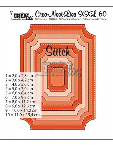 Fustella Crealies Crea-Nest-Lies XXL: set di 10 cornici CLNestXXL60