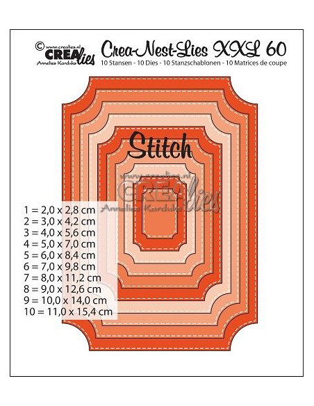 Fustella Crealies Crea-Nest-Lies XXL: set di 10 cornici CLNestXXL60