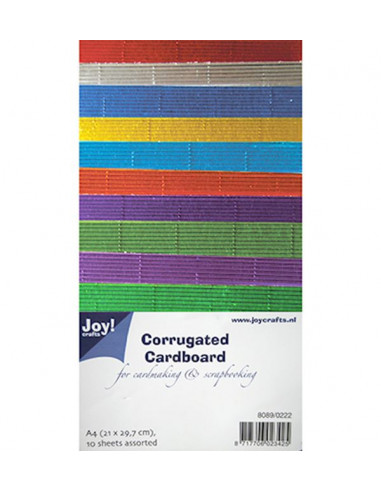 Set 10 Fogli Colorati Cartoncino Ondulato Metallizzato A4