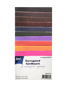 Set 10 Fogli Colorati Cartoncino Ondulato Metallizzato A4