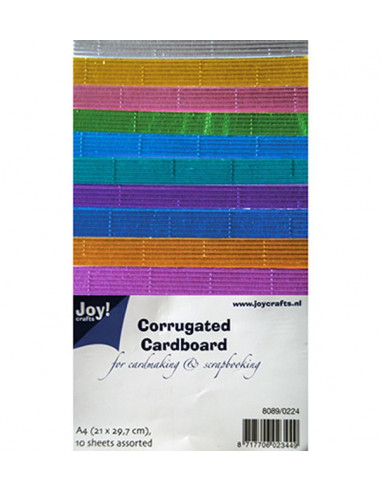 Set 10 Fogli Colorati Cartoncino Ondulato Metallizzato A4