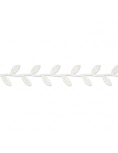 Nastro in Raso punzonato "Foglie avorio" 2,3cm x 1mt