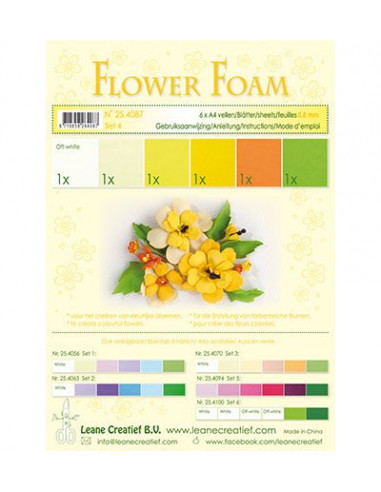 Set 6 fogli A4 Flower Foam 4 multicolore 0,8mm