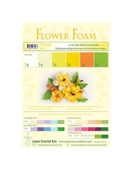 Set 6 fogli A4 Flower Foam 4 multicolore 0,8mm