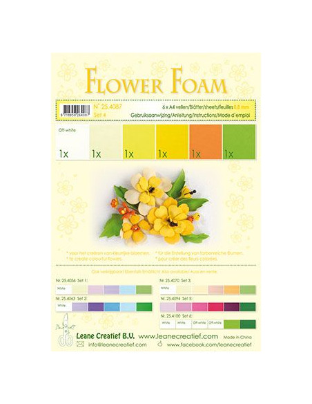 Set 6 fogli A4 Flower Foam 4 multicolore 0,8mm