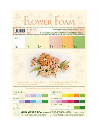 Set 6 fogli A4 Flower Foam 3 multicolore 0,8mm