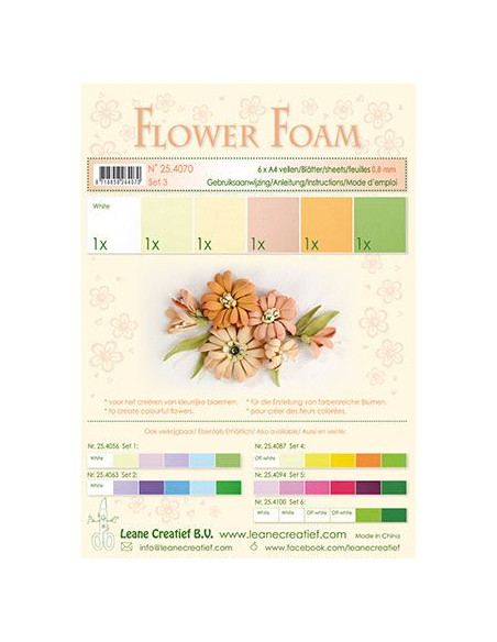 Set 6 fogli A4 Flower Foam 3 multicolore 0,8mm