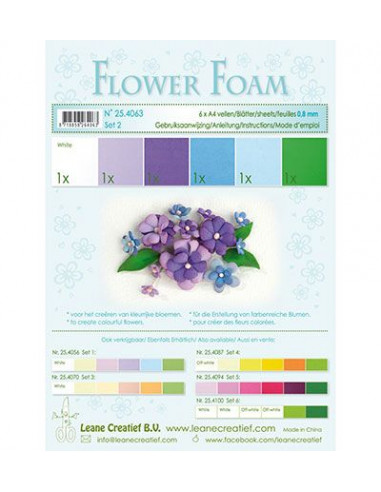 Set 6 fogli A4 Flower Foam 2 multicolore 0,8mm