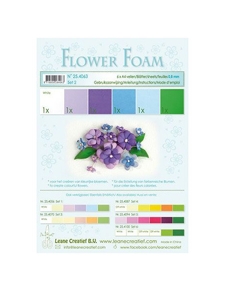 Set 6 fogli A4 Flower Foam 2 multicolore 0,8mm