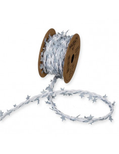 Cordoncino intrecciato Bianco con Stelle argento 1cm x 1mt 2