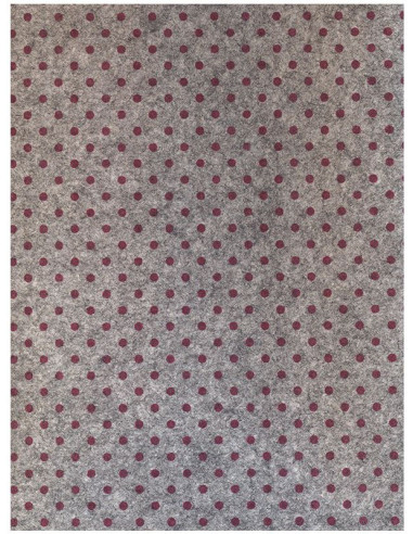 Feltro 3mm 50x70cm Pois Grigio melange-Rosso bordeaux