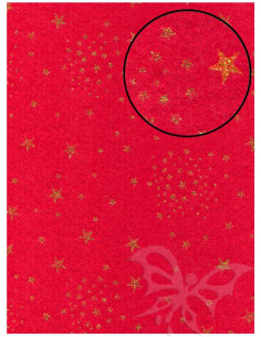 Panno stampato Rosso Natale - Stelle Oro Glitter 1mm 30x40cm