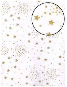 Panno stampato Bianco - Stelle Oro Glitter 1mm 30x40cm