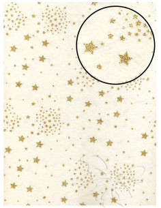 Panno stampato Panna - Stelle Oro Glitter 1mm 30x40cm